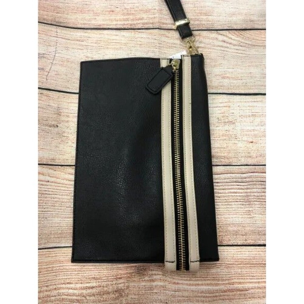 Big Buddha Black Zippered Large Clutch Handbag NWOT